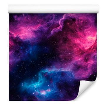 Akvarel tapeta za galaksiju, tamnoplava i ljubičasta, šljiva pozadina, 50x1000 cm