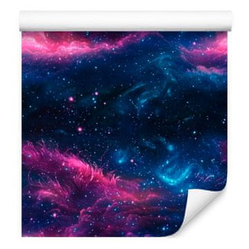 Akvarel galaksija tapeta tamnoplava i ljubičasta, ljubičasta pozadina 50x1000 cm
