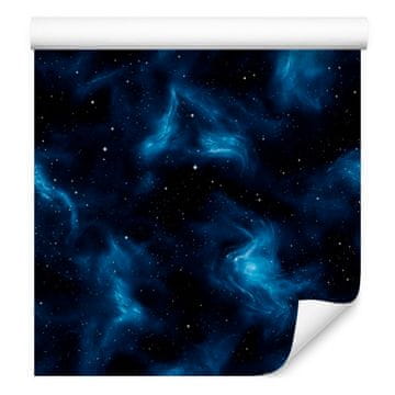 Akvarel Galaxy tapeta tamnoplava i crna, mekani oblici 50x1000 cm