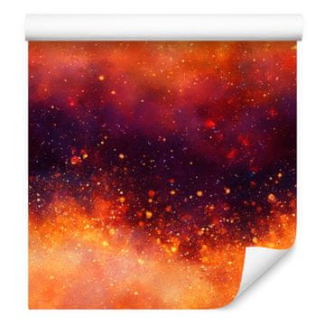 Fototapeta s akvarelnom galaksijom, bordo i breskva, 50x1000 cm