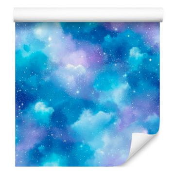 Fototapeta s akvarelnom galaksijom, plava, azurna i celadon, 50x1000 cm