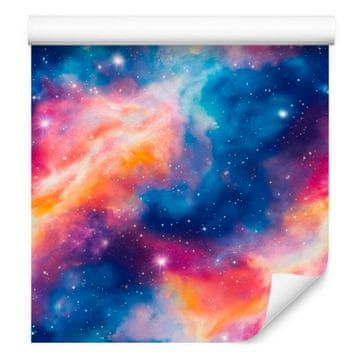 Akvarel tapeta za galaksiju plava, ljubičasta, koraljna i ljubičasta 50x1000 cm