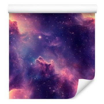 Akvarel Galaxy tapeta ljubičasta i indigo, ružičasta pozadina 50x1000 cm