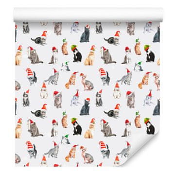 Božićni vilenjaci tapeta bijela i svijetlosiva 50x1000 cm