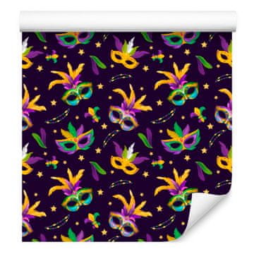 Mardi Gras tapeta u boji šljive i zlata za dnevni boravak i spavaću sobu 50x1000 cm