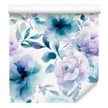 Tapeta za dnevni boravak i spavaću sobu, bijela, plava i azurna, 50x1000 cm