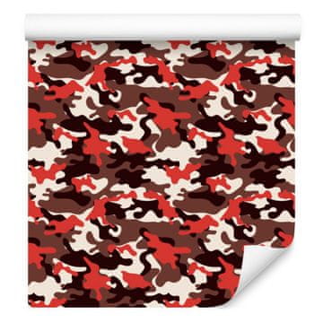 Vojna kamuflažna tapeta crvena, bordo i bež 50x1000 cm