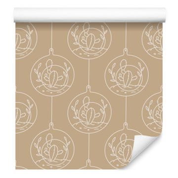Bež tapeta s kaktusima za dnevni boravak i spavaću sobu 50x1000 cm