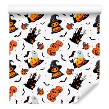 Tapeta za Halloween, bijela i svijetlosiva, za dnevni boravak i spavaću sobu 50x1000 cm