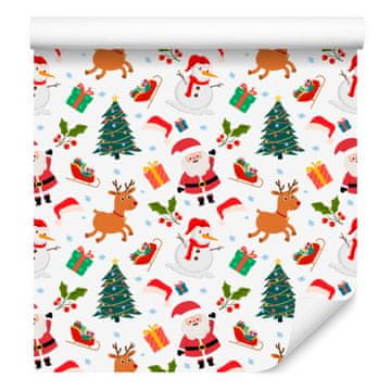 Božićna tapeta bijela, breskvasta sredina 50x1000 cm