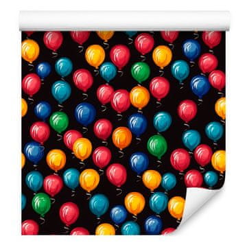 Tapeta s balonima za rođendan, crna i tirkizna, za dnevni boravak i spavaću sobu 50x1000 cm