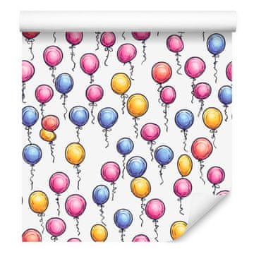 Tapeta s balonima za rođendan, bijela, svijetlosiva i ljubičasta, 50x1000 cm