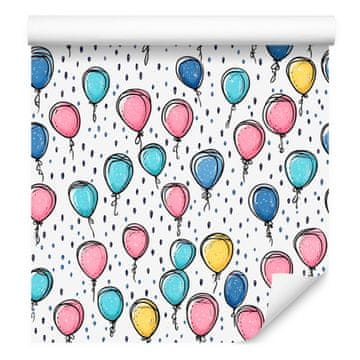 Tapeta s balonima za rođendan, bijela i svijetlo siva, 50x1000 cm