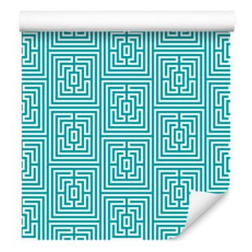 Tapeta s geometrijskim uzorkom tirkizna za dnevni boravak i spavaću sobu 50x1000 cm