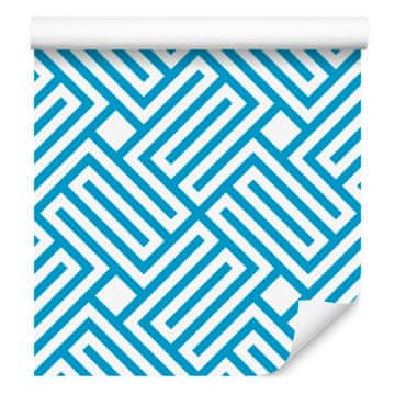 Tapeta s geometrijskim uzorkom celadona, tirkizne i bijele boje 50x1000 cm