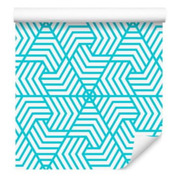 Tapeta s geometrijskim uzorkom, celadon i bijela, za dnevni boravak i spavaću sobu 50x1000 cm