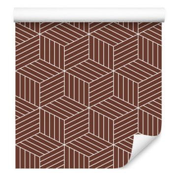 Tapeta s geometrijskim uzorkom, narančasta i smeđa, za dnevni boravak i spavaću sobu 50x1000 cm