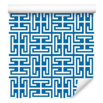 Tapeta s geometrijskim uzorkom, azurno plava, za dnevni boravak i spavaću sobu 50x1000 cm