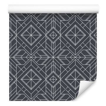 Tapeta s geometrijskim uzorkom, grafitna i siva, za dnevni boravak i spavaću sobu 50x1000 cm