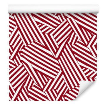 Tapeta s geometrijskim uzorkom, crvena, koraljna i svijetlo siva, 50x1000 cm