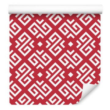 Tapeta s geometrijskim uzorkom, crvena i koraljna, za dnevni boravak i spavaću sobu 50x1000 cm