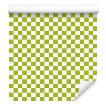 Tapeta s uzorkom šahovnice, žuta, krem, bijela i bež za dnevni boravak i spavaću sobu 50x1000 cm