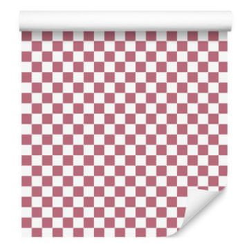 Tapeta Šahovnica ruža, bijela, puderasto ružičasta i svijetlo siva 50x1000 cm