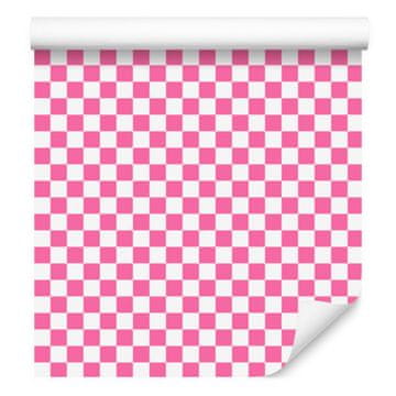Tapeta s šahovskim uzorkom, puderasto ružičasta, meki oblici 50x1000 cm