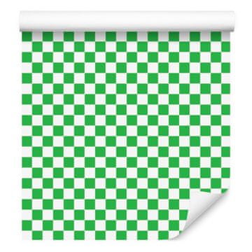 Tapeta s šahovskim uzorkom u boji mente i zelene boje za dnevni boravak i spavaću sobu 50x1000 cm