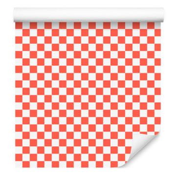 Tapeta s šahovskim uzorkom u boji koralja, jasan detalj za dnevni boravak i spavaću sobu 50x1000 cm