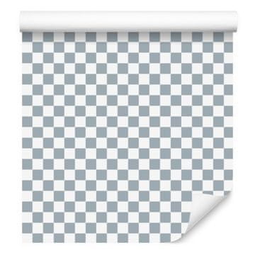 Tapeta s šahovskim uzorkom svijetlo sive, bijele i sive boje 50x1000 cm