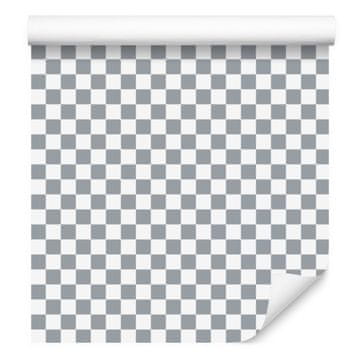 Tapeta s šahovskim uzorkom svijetlo sive i bijele boje, svijetlosiva pozadina 50x1000 cm