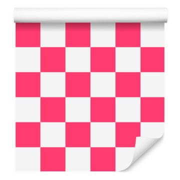 Tapeta s šahovskim uzorkom, bijela, ružičasta i puderasto ružičasta, 50x1000 cm