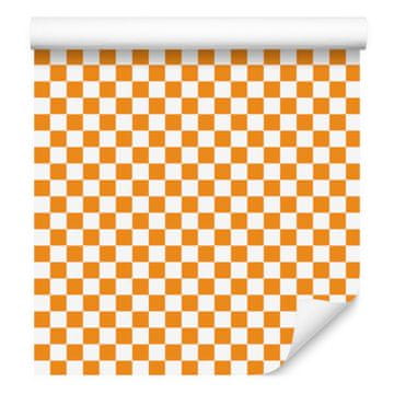 Tapeta s uzorkom šahovnice, krem, zlatna i bijela za dnevni boravak i spavaću sobu 50x1000 cm
