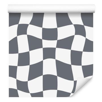 Tapeta Casual šahovnica siva i bijela 50x1000 cm