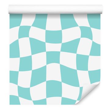 Tapeta Casual šahovnica Celadon i bijela 50x1000 cm