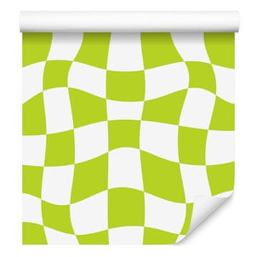 Tapeta Casual šahovnica Lime and White 50x1000 cm