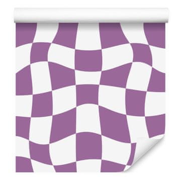 Tapeta Casual Checkboard Purple and White za dnevni boravak i spavaću sobu 50x1000 cm