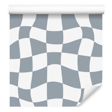 Tapeta Casual šahovnica bijela i siva 50x1000 cm