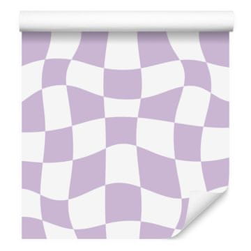 Tapeta Casual šahovnica bijela i lavanda 50x1000 cm