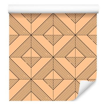 Tapeta s geometrijskim dijamantima, zlatna i krem, za dnevni boravak i spavaću sobu 50x1000 cm