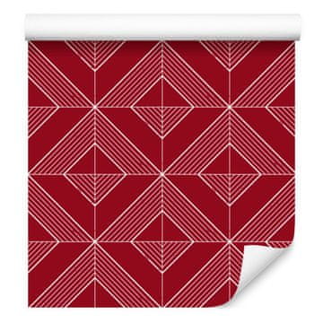 Geometrijska tapeta s rombovima, crvena pozadina, crveni centar, 50x1000 cm