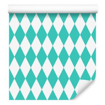 Tapeta Harlequin Diamonds, bijela i mint boja, za dnevni boravak i spavaću sobu 50x1000 cm