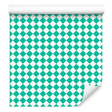 Tapeta s geometrijskim rombovima, mint, bijela i morsko plava, 50x1000 cm