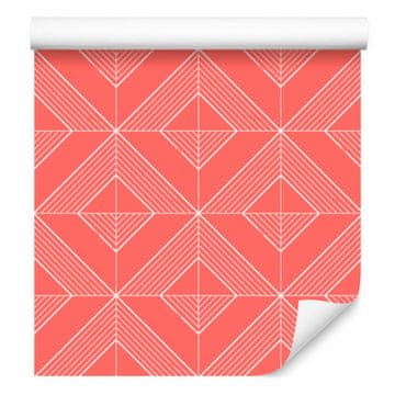 Geometrijska tapeta s rombovima, koraljna, fini detalji 50x1000 cm