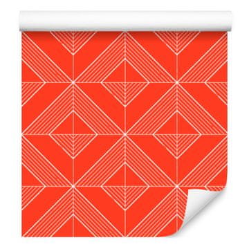 Tapeta Geometrijski rombovi koraljne i crvene boje, crvena pozadina 50x1000 cm