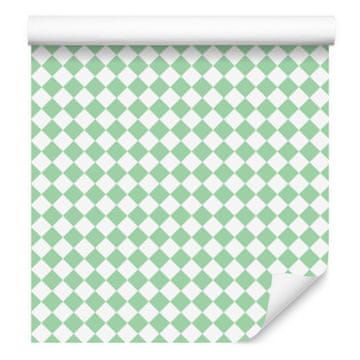 Geometrijska tapeta s rombovima u bijeloj i mint boji za dnevni boravak i spavaću sobu 50x1000 cm