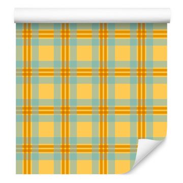 Žuto-plave kockaste tapete, zlatne i žute, za dnevni boravak i spavaću sobu, 50x1000 cm