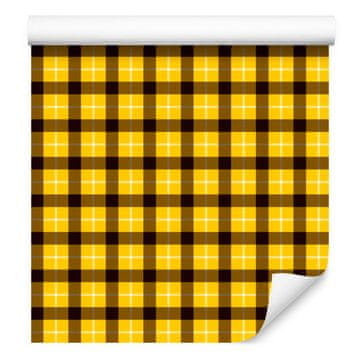 Žuta i oker kockasta tapeta za dnevni boravak i spavaću sobu 50x1000 cm