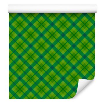 Zelena kockasta tapeta u boji limete, zelene i morsko plave boje 50x1000 cm